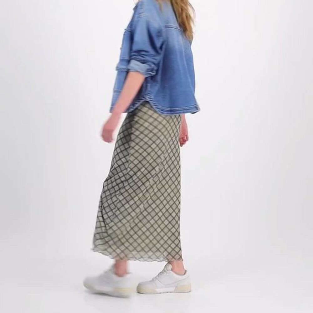 Hippie Rose Juniors' Sage Plaid Maxi Skirt/NWT/L - Picture 3 of 14